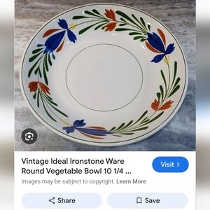 Elegant Floral Ceramic Dinner Bowl Ironstone Ware Brand. Vintage